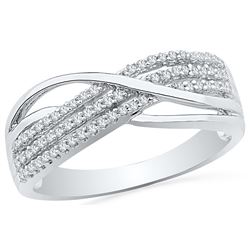 0.2 CTW Natural Diamond Crossover Band 10K White Gold