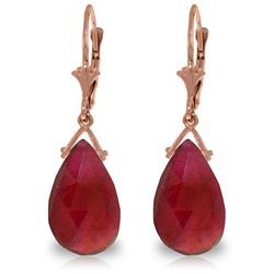 Genuine 16 ctw Ruby Earrings Jewelry 14KT Rose Gold - REF-85R2P