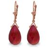 Image 1 : Genuine 16 ctw Ruby Earrings Jewelry 14KT Rose Gold - REF-85R2P