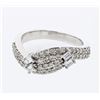 Image 1 : Baguette & Round Wavy Diamond Band in 18K White Gold - REF-126K5R