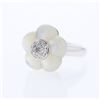 Image 1 : Flower Conch w/ Pave-set Diamond Ring in 18K White Gold - REF-78K7R