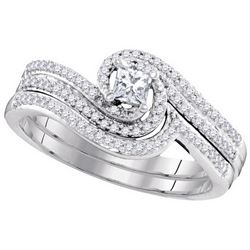 0.38 CTW Natural Princess Diamond Bridal Engagement Ring 10K White Gold