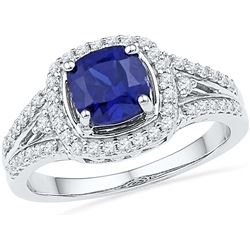 2.08 CTW Lab-Created Blue Sapphire Solitaire Ring 10K White Gold