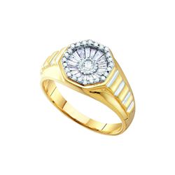 0.5 CTW Mens Natural Diamond Cluster Ring 14K Yellow Gold