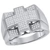 Image 1 : 0.5 CTW Mens Natural Diamond Square Cross Cluster Ring 10K White Gold