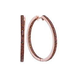 0.5 CTW Red Colored Diamond Hoop Earrings 10K Rose Gold