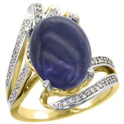 Natural 4.78 ctw lapis-lazuli & Diamond Engagement Ring 14K Yellow Gold - REF-87Z3Y