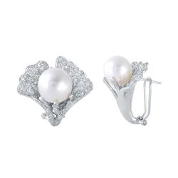 14K Gold 19.13 CTW Pearl & Diamond Earring - REF-194F6M