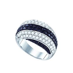 2.05 CTW Black Colored Diamond Striped Cluster Ring 14K White Gold