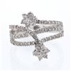 Image 1 : 3-way Split Shank w/ Flowers Diamond Ring in 18K White Gold - REF-122W3H