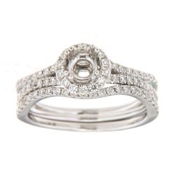 14K White Gold 0.65CTW Diamond Wedding Ring Set - REF-109N8A