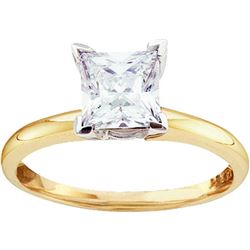 0.72 CTW Princess Natural Diamond Solitaire Bridal Engagement Ring 14K Yellow Gold