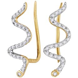 0.16 CTW Natural Diamond Snake Climber Earrings 10K Yellow Gold