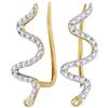 Image 1 : 0.16 CTW Natural Diamond Snake Climber Earrings 10K Yellow Gold