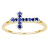 Image 1 : 0.14 CTW Lab-Created Blue Sapphire Cross Faith Ring 10K Yellow Gold
