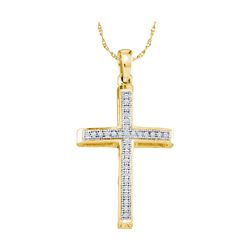 0.08 CTW Natural Diamond Cross Faith Pendant 10K Yellow Gold