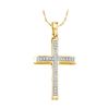 Image 1 : 0.08 CTW Natural Diamond Cross Faith Pendant 10K Yellow Gold