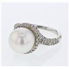 Image 1 : South Sea Pearl Pave-set Diamond Ring in 14K White Gold - REF-137N4A