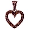 Image 1 : 0.1 CTW Red Colored Diamond Heart Love Pendant 10K Rose Gold