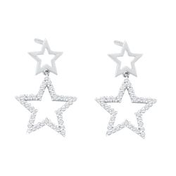 0.25 CTW Natural Diamond Star Astronomy Dangle Screwback Stud Fine Earrings 10K White Gold