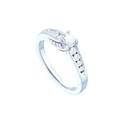0.5 CTW Natural Diamond Solitaire Bridal Engagement Ring 14K White Gold