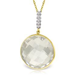 Genuine 18.08 ctw White Topaz & Diamond Necklace Jewelry 14KT Yellow Gold - REF-50V3W