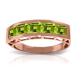 Genuine 2.25 ctw Peridot Ring Jewelry 14KT Rose Gold - REF-54Y2F