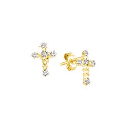 0.06 CTW Natural Diamond Cross Faith Earrings 14K Yellow Gold