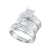 Image 1 : 0.3 CTW His & Hers Natural Diamond Cluster Matching Bridal Ring 10K White Gold