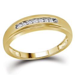 0.08 CTW Channel-set Natural Diamond Mens Masculine Band 10K Yellow Gold