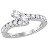 Image 1 : 1.01 CTW Diamond 2-stone Bypass Bridal Engagement Ring 14K White Gold