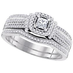 0.5 CTW Natural Princess Diamond Bridal Engagement Ring 10K White Gold