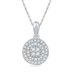 0.25 CTW Natural Diamond Circle Cluster Pendant 10K White Gold