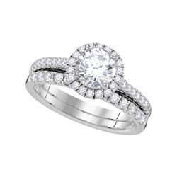 1.33 CTW Natural Diamond Halo Bridal Engagement Ring 14K White Gold