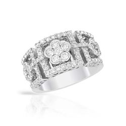 Genuine 1.13 TCW 18K White Gold Ladies Ring - REF-229K3R