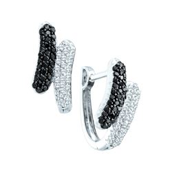 0.5 CTW Black Colored Diamond Hoop Earrings 14K White Gold