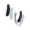 Image 1 : 0.5 CTW Black Colored Diamond Hoop Earrings 14K White Gold