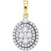 Image 1 : 1.10 CTW Natural Diamond Oval Cluster Pendant 14K Yellow Gold