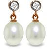 Image 1 : Genuine 8.03 ctw Pearl & Diamond Earrings Jewelry 14KT Rose Gold - REF-18A2K