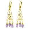 Image 1 : Genuine 4.81 ctw Amethyst & Diamond Earrings Jewelry 14KT Yellow Gold - REF-46K7V