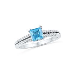 0.65 CTW Princess Lab-Created Blue Topaz Solitaire Ring 10K White Gold