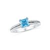 Image 1 : 0.65 CTW Princess Lab-Created Blue Topaz Solitaire Ring 10K White Gold