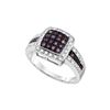 Image 1 : 0.5 CTW Cognac-brown Colored Diamond Cluster Square-shape Cocktail Ring 14K White Gold