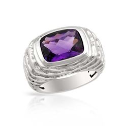 14K White Gold 5.61CTW Amethyst Ring - REF-105Y2X