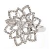 Image 1 : Floral style Round cut Diamond Ring in 14K White Gold - REF-119H3W