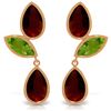 Image 1 : Genuine 13.6 ctw Garnet & Peridot Earrings Jewelry 14KT Rose Gold - REF-64H4X