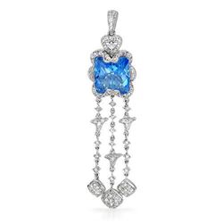 14KWhite Gold 7.76CTW Topaz & Diamond Slider w/ Chain - REF-142K5R