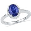 Image 1 : 0.08 CTW Oval Lab-Created Blue Sapphire Solitaire Ring 10K White Gold