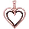 Image 1 : 0.1 CTW Red Colored Diamond Heart Love Pendant 10K Rose Gold
