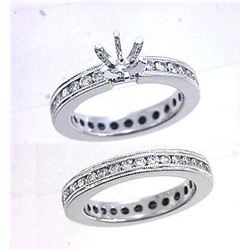 18K White Gold 0.99CTW Diamond Wedding Ring Set - REF-220K2R